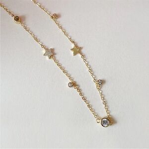 Missoma gold plated sterling silver star choker bezel round cz